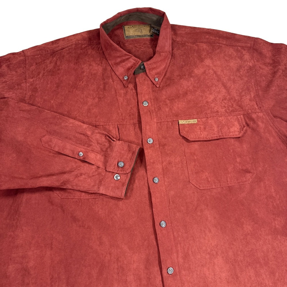 Clearwater Outfitters Shirt Men's XXL Rust Brown Button Down Long Sleeve Casual